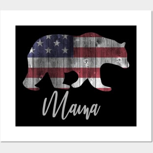 Mama Bear 4th of july flag american Posters and Art